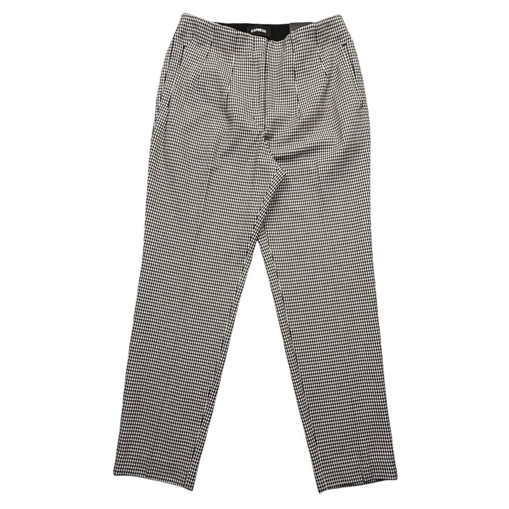 Express High Rise Houndstooth Ankle Trousers Stretch Workwear B&W Womens M NEW